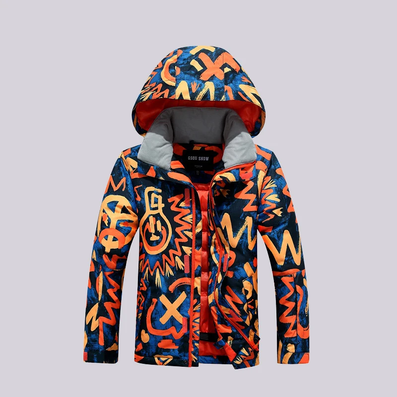 

GSOU SNOW Children's Double Single Board Ski Suit Outdoor Windproof Waterproof Warm Ski Jacket Snow Coat For Boys Size XS-M