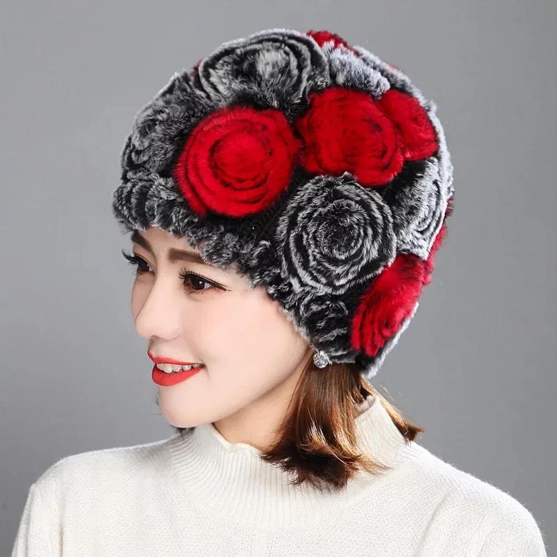 Модная меховая шапка для девочек, Женский Зимний натуральный настоящий мех кролика, Шапка-шарф, комплект высокого качества, натуральный мех