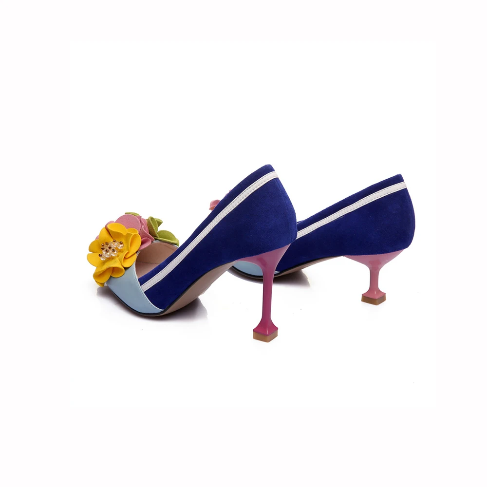 Женские туфли-лодочки из натуральной кожи; дизайн; обувь на тонком высоком каблуке с объемными цветами; роскошная женская обувь с острым носком; JHS01 muyisxi