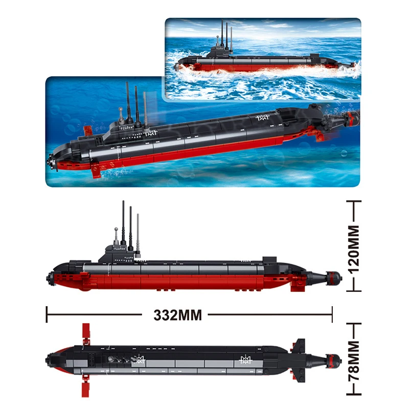 

193PCS Military Technic Nuclear Army Ship Submarine Building Blocks Brick Compatible Legoingly City Educational toy for Children
