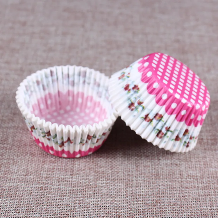 100 pcs pink grid cupcake paper liners Muffin Cases Cup Cake Baking egg tarts tray kitchen