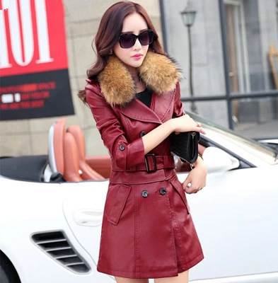 Faux Ch767 Red Black Nouveau Cotton En Col Survêtement Détachable Mince Cotton Wine wine Manteau Avec red green Automne Veste red green Fausse Cotton 2018 Locomotive Cuir black Fourrure Femelle Cotton red Femmes TxBU75qn