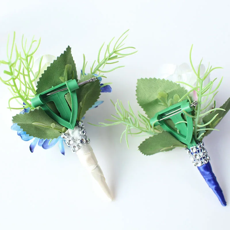 wedding boutonniere white blue groom suit decor (18)