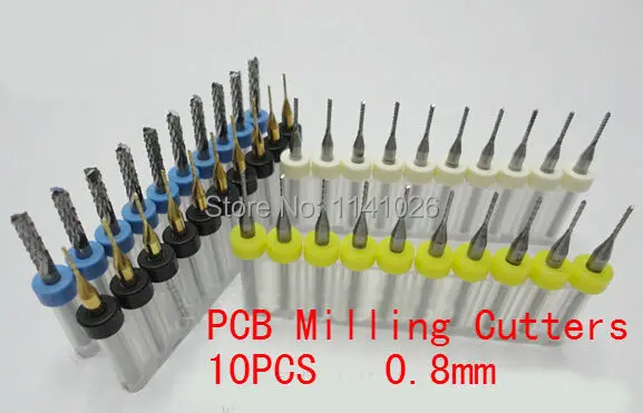 

Free shipping 10pcs 0.8mm 3.175 shank Carbide End Mill Engraving Bits CNC Rotary Burrs Set corn milling cutter PCB router bits