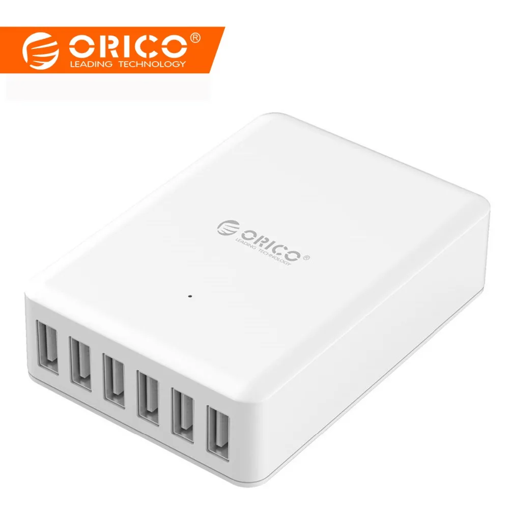 

ORICO Universal USB Charger 6 Ports Smart Charger 5V2.4A Max Output 50W/10A Mobile Phone Desktop Charger for iPhone Nexus Xiaomi