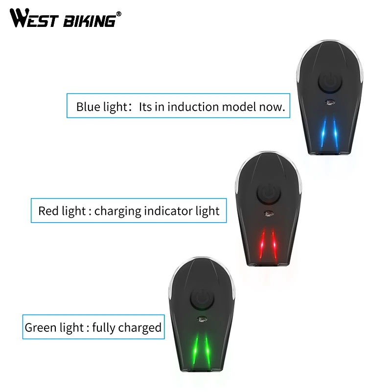 WEST BIKING Bicycle Light Induction Waterproof Mini Flashlight Handlebar USB Charging Smart Sensor Safety Bike Front Headlights