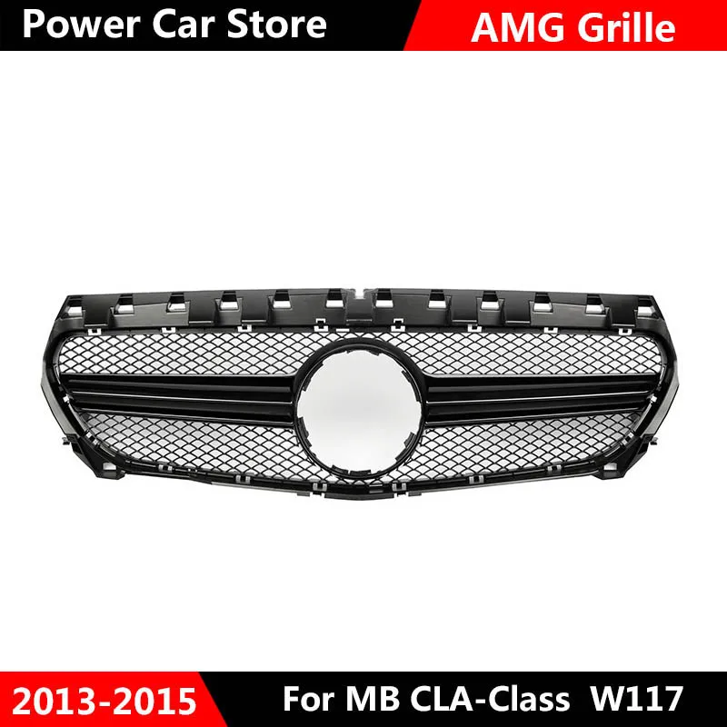 Для CLA class W117 CLA200 CLA250 CLA45 AMG стиль серебро/глянцевая черная решетка 2013- перед лицом лица без эмблемы - Цвет: 2013-2015 Black