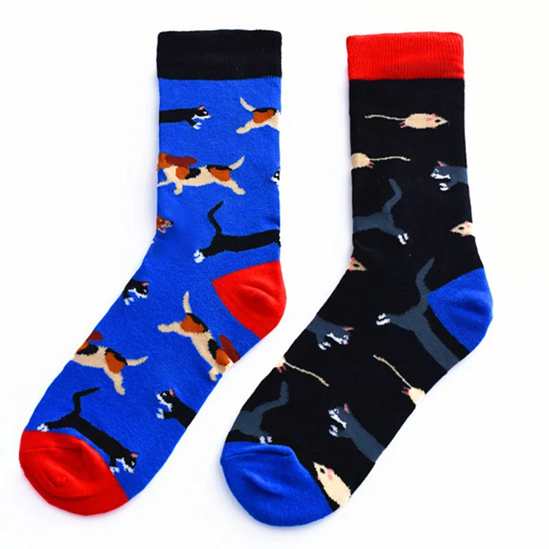 Мужские красивые счастливые носки AB Animal Sokken Теплые Свадебные носки для экипажа красочные длинные забавные носки хип-хоп пара подарки Chaussette Homme - Цвет: 4