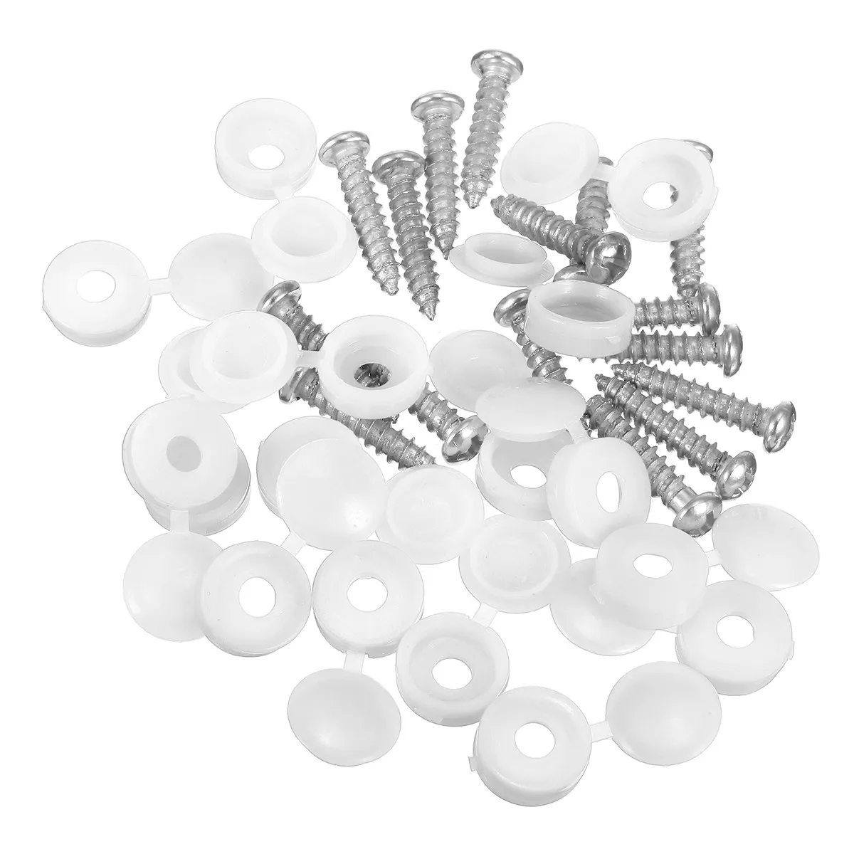 16pcs Car White Hinged Cover Cap Number Plate Fitting Fixing Self