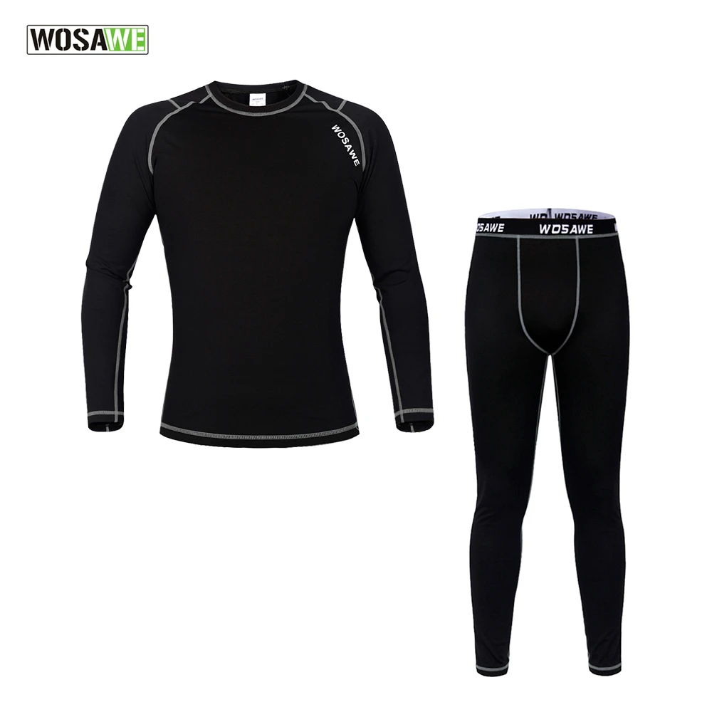 Sport Long Johns Gym Fitness Running Underwear Shirt and Pants Mens Base Layer Cool Dry Long Sleeve Compression Set