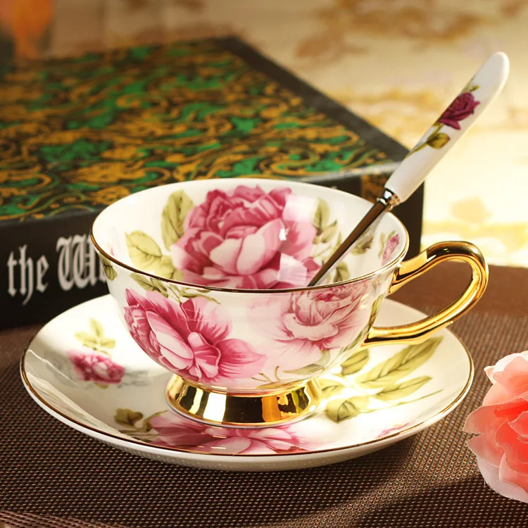 

Creative Gift Kitchen Tea Set Bone China Coffee Cup Advanced Drinkware Ceramic Cups And Saucers Free Shipping ZCP-511