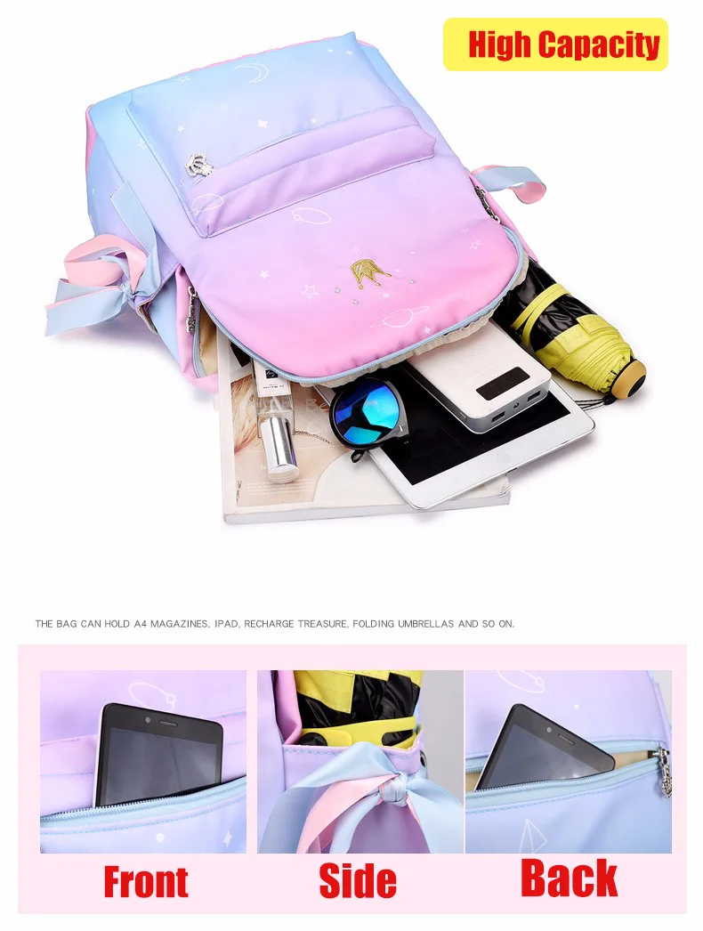Дамы рюкзак красочные студент сумка Повседневное рюкзак корейский дорожная сумка классические школьные для девочек лук сумка