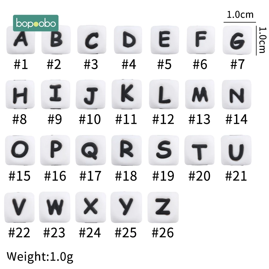 Bopoobo 20 шт силиконовый бисер ребенок прорезывание зубов буквы бусины пищевого качества силиконовые жемчужные Прорезыватели Детские Силиконовые Прорезыватели