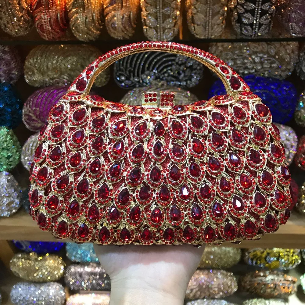 Wholesale Crystals 10 Colors Red Clutch Purse Messenger Bags