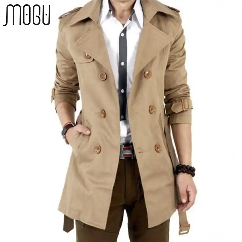 PLYHUNY gabardina con doble botonadura para hombre, abrigo informal,  chaqueta cortavientos, para otoño y primavera|mens trench coat|trench coat  menmen trench - AliExpress