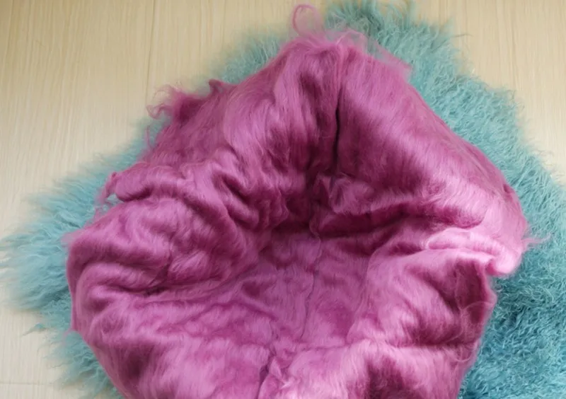 Пушистый мериносовый шерстяной войлок Флисовое одеяло корзина наполнитель слой фон новорожденный реквизит для фотосессии подарок для ребенка - Цвет: Фиолетовый