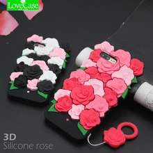 Для iPhone 7 6S Plus 3D Мягкие Силиконовые Роза Телефон задняя крышка для iPhone 7 плюс женщина Модные подарки телефон делам Капа Coque