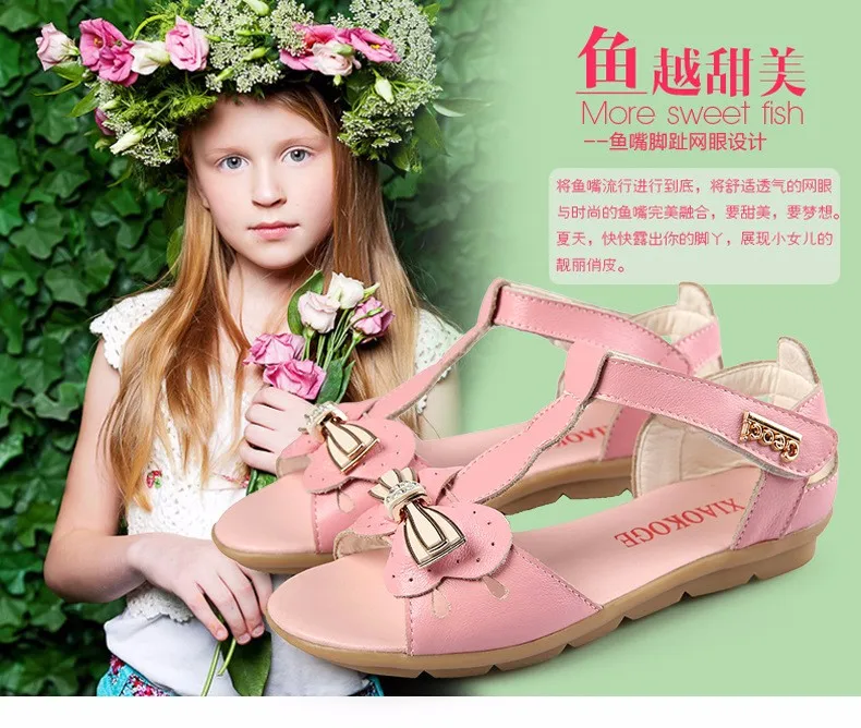 Детские сандалии для девочек, детская обувь для девочек, летняя обувь, сандалии из натуральной кожи, на плоской подошве, на застежке-липучке,, новинка