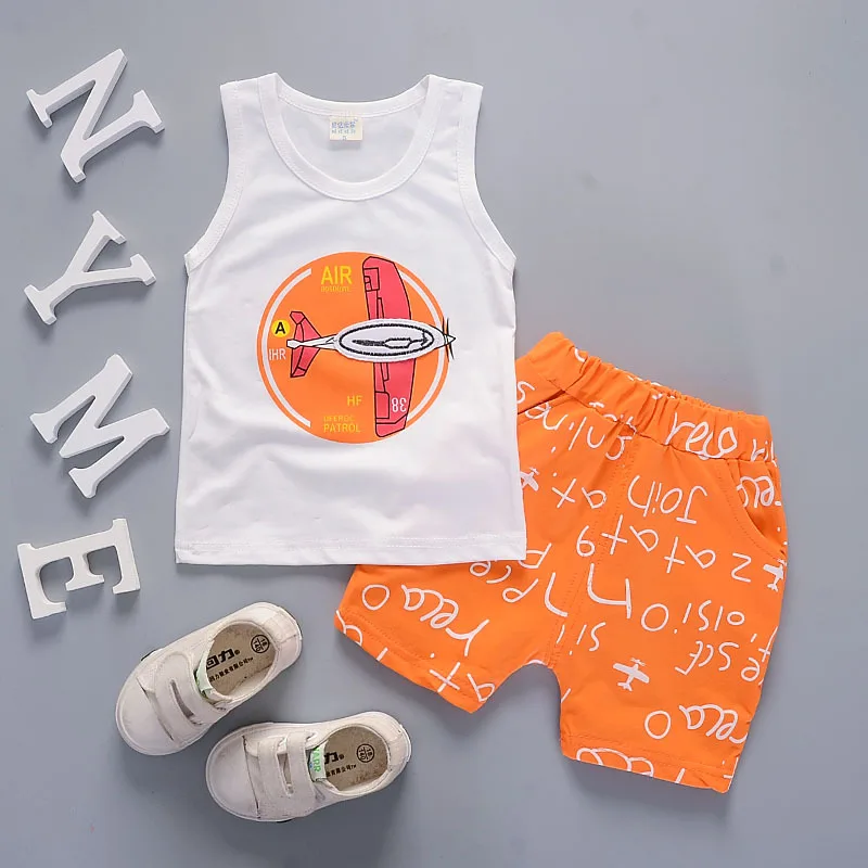 

childrens clothing summer 2018 boys 2 piece set letter print cotton sleeveless vest suit infant cotton clothes sport sets boy