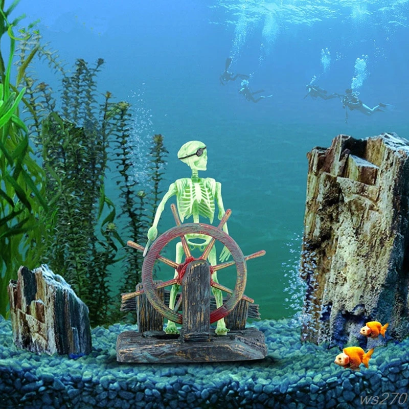 

Action-Aquarium Ornament Skeleton Pirate Captain Fish Tank Landscape Decoration W15 Drop Ship