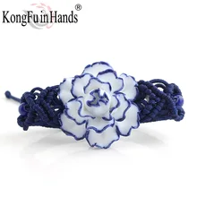 Ремесленная синий цветок пиона старинные браслет для женщины Fine Jewelry из керамики на День Благодарения специальные аксессуары