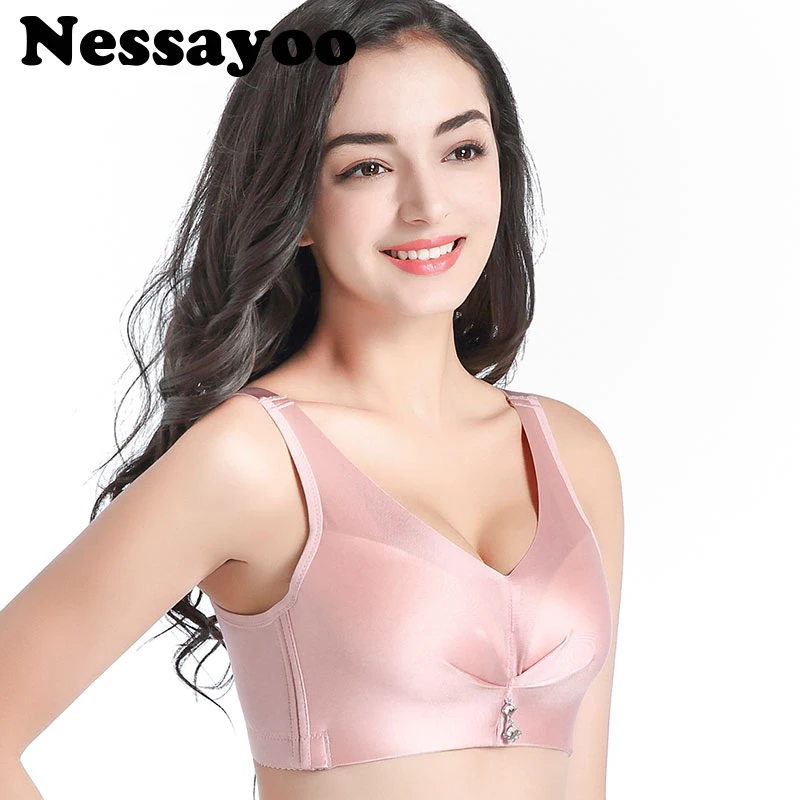 Nessayoo Women Elegant Lace Jacquard Wire Free Bra Comfort Thin