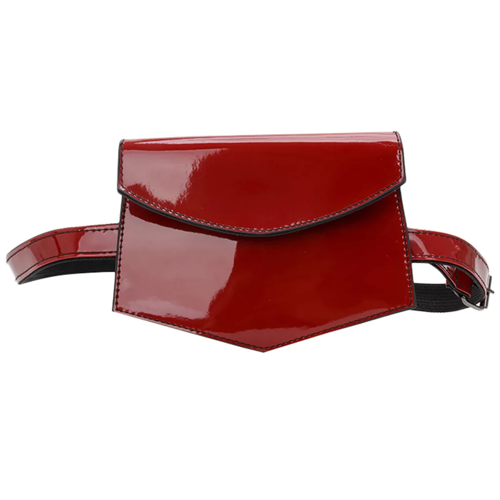 Женская уличная лакированная кожаная одноцветная сумка-мессенджер на застежке, нагрудная сумка, поясная сумка, нагрудная сумка, сумка через плечо с клапаном, универсальная дрошиппинг - Цвет: D