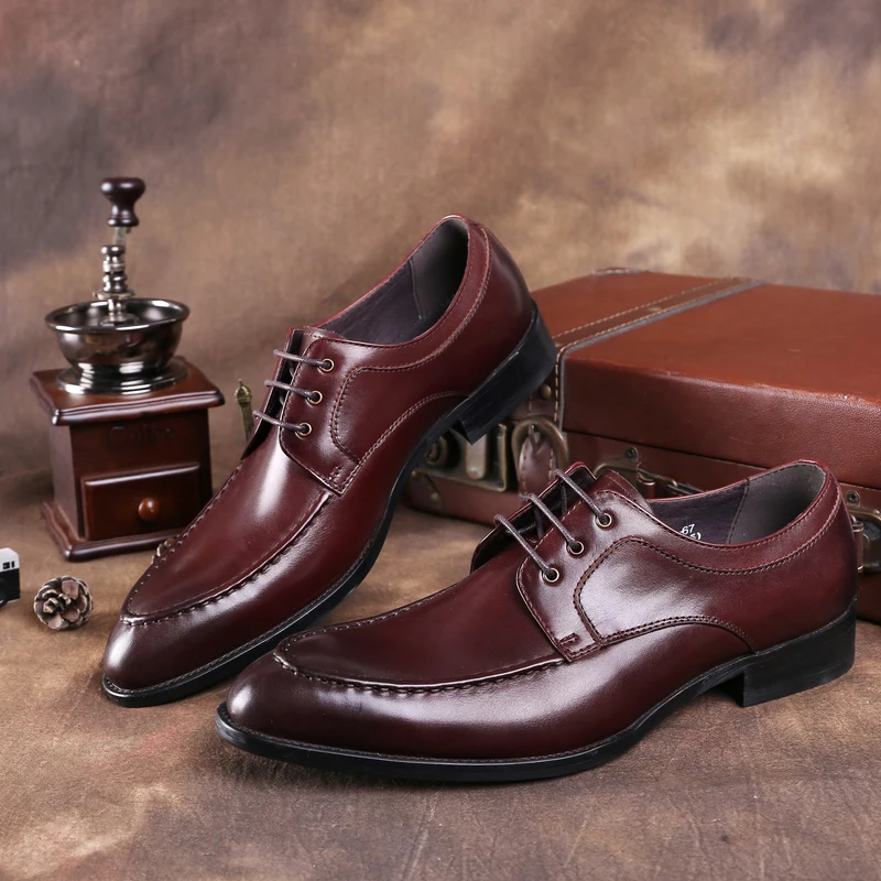 Модные черные/коричневые загар U-Tip Бизнес обувь Мужская модельная обувь из натуральной кожи дружки обувь мужские свадебные туфли