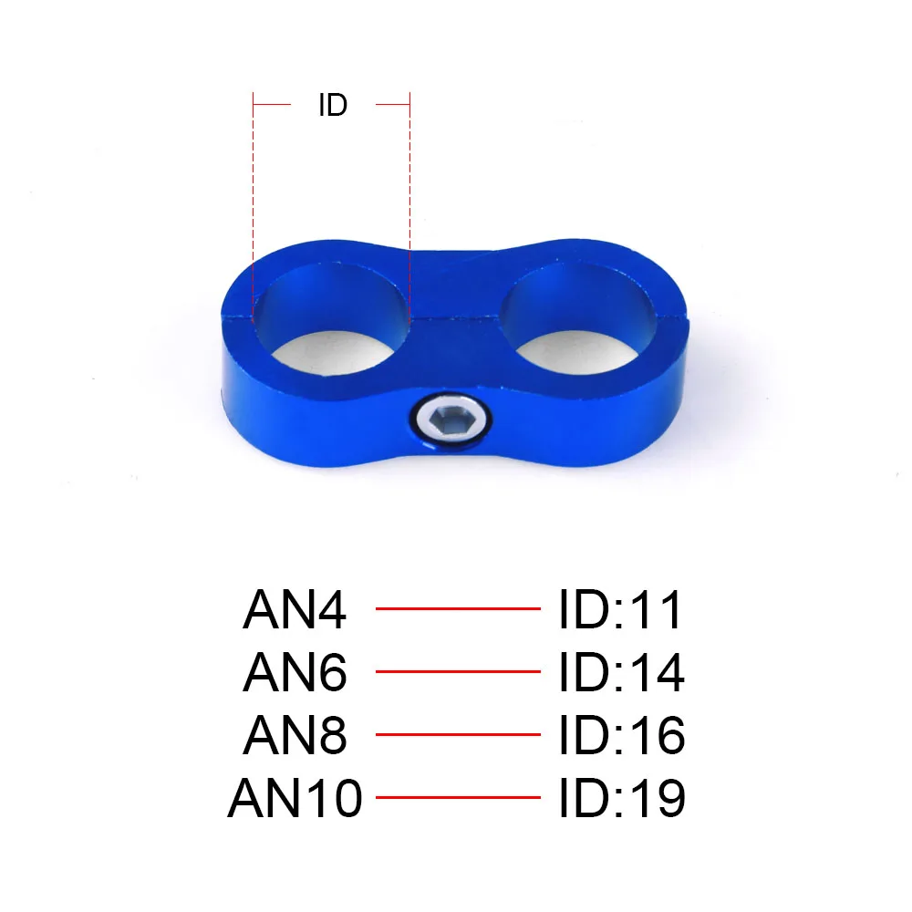 AN4 AN6 AN8 AN10 Braided Rubber Hose Line Clamp Aluminum Anodized Line Separator Separator Divider Clamp Kit Black Blue