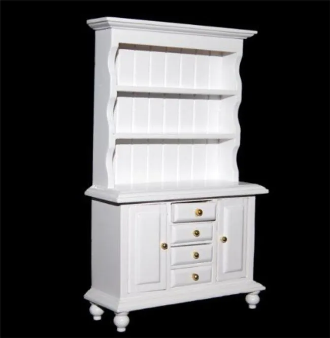 1:12 دمية أثاث مصغر خشبية مجلس الوزراء خزانة الجرف مع الأدراج