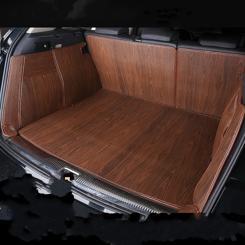 Full Covered Wood Grain Waterproof Boot Carpets Durable Custom Car