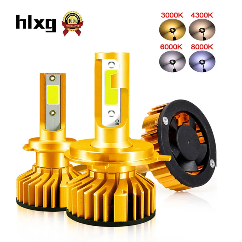 

HLXG Car Headlight Kit H7 LED Bulb 4300K 6000K 8000K H1 H3 H11 9005 HB3 9006 HB4 LED 12V 80W 12000LM mini canbus Headlamp Light