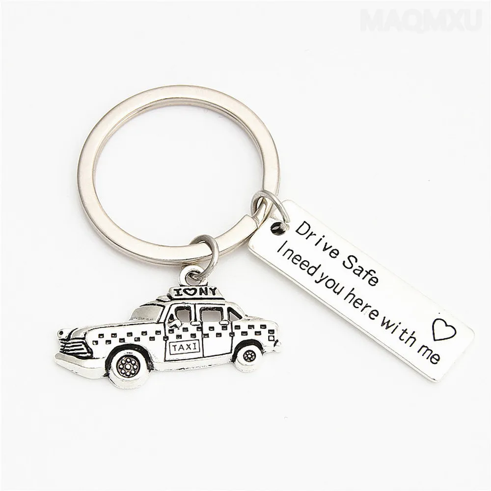 

Yamily Drive Safe I need you here with me Charm Stainless Steel Necklace Antique silver tone Taxi charm pendant necklace
