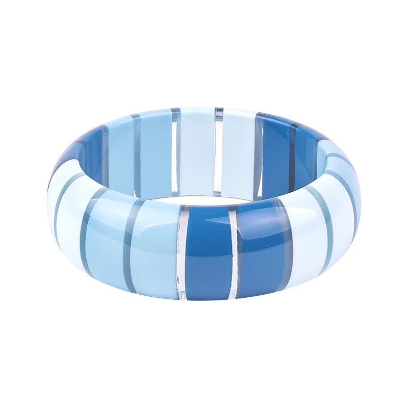 Vintage Acrylic Cuff Fashion Bracelets Bangles for Women Colorful Stripe Resin Wide Bracelet Simple Charm Wedding New Jewelry (2)