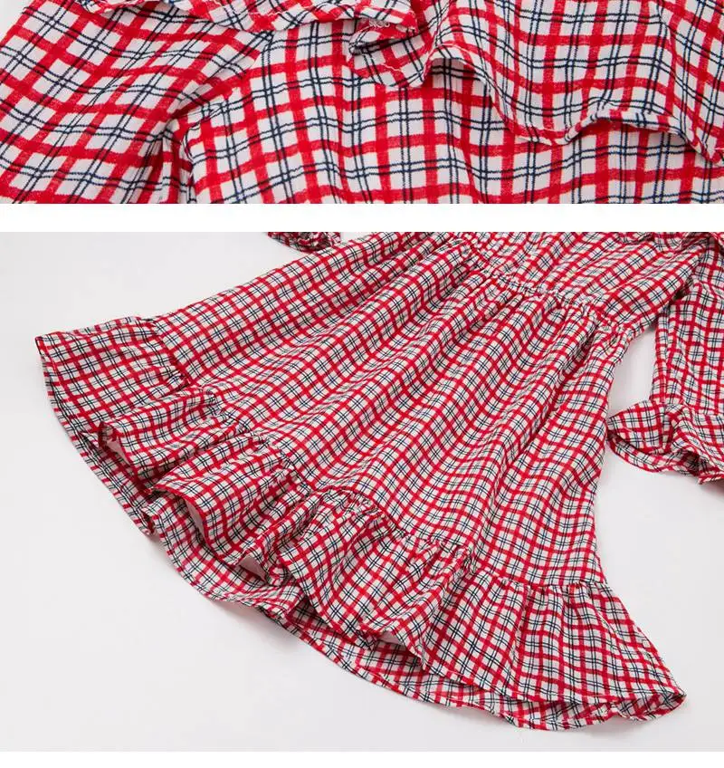 Girls Plaid Off Shoulder Dress G5506-14