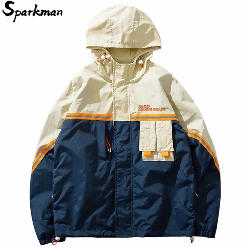Spring 2019 Harajuku Hooded Jacket Men Hip Hop Streetwear Retro Jacket Windbreaker Vintage Color Block Track Jacket Coat Hoodie Spring 2019 Harajuku Hooded Jacket Men Hip Hop Streetwear Retro Jacket Windbreaker Vintage Color Block Track Jacket Coat Hoodie