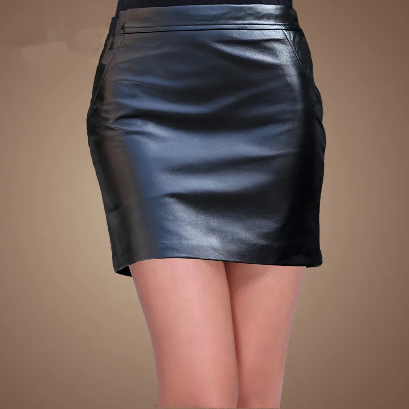 Jupes M 2018 red Femmes De Courte Gratuite Black Mince Livraison Taille Mouton Peau 3xl Buste Hip Jupe En Cuir Véritable SqwpaXt