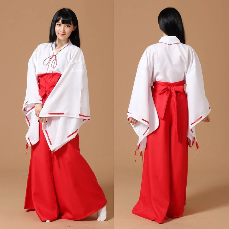 Anime Inuyasha Cosplay ropa Kikyo vestido del Kimono de Yukata japonés tradicional ropa Inuyasha chica mujeres Cosplay Miko|dress ancient|dresses reddress slim -