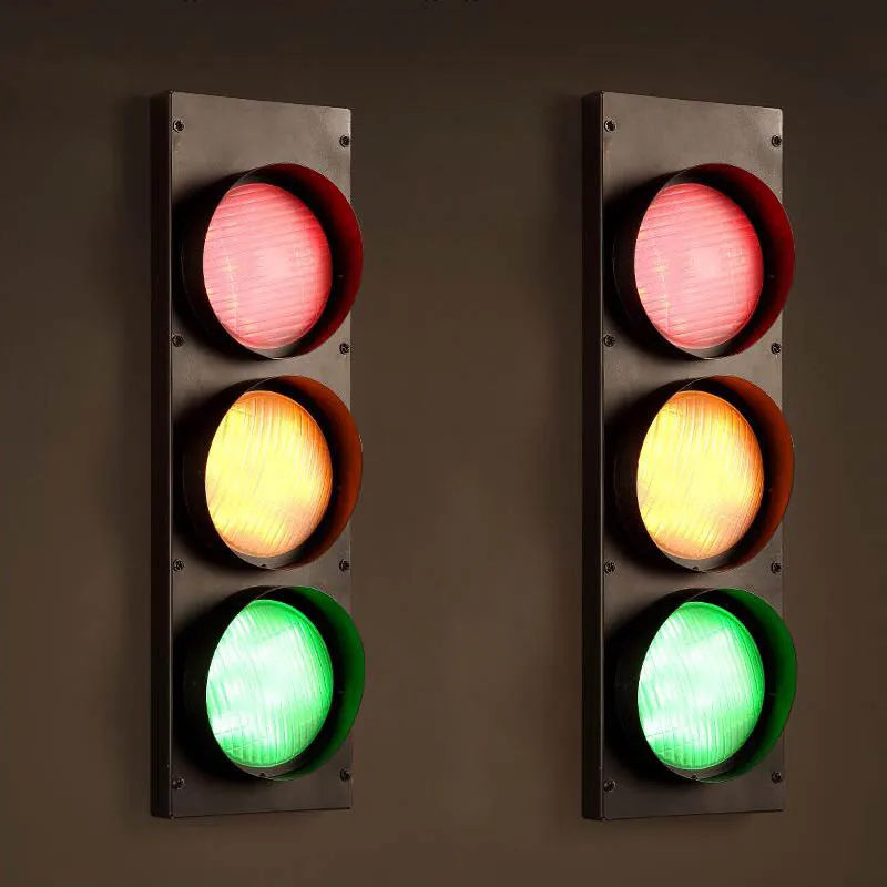 loft american vintage traffic lights led wall lamps industrial style