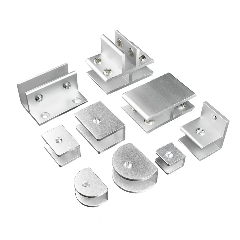 

2Pcs L T type right angle fixed glass clamp mirror clip Shelf holder Showcase combination connecting for 6-12mm Glass fitting