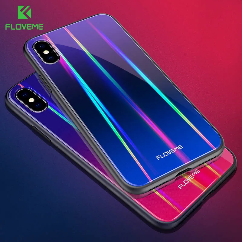 Koop FLOVEME Aurora Hard Telefoon Case voor iPhone X XS MAX Luxe Cover voor iPhone XR 8 7 plus Telefoon Gevallen accessoires Coque Capa Nieuwste