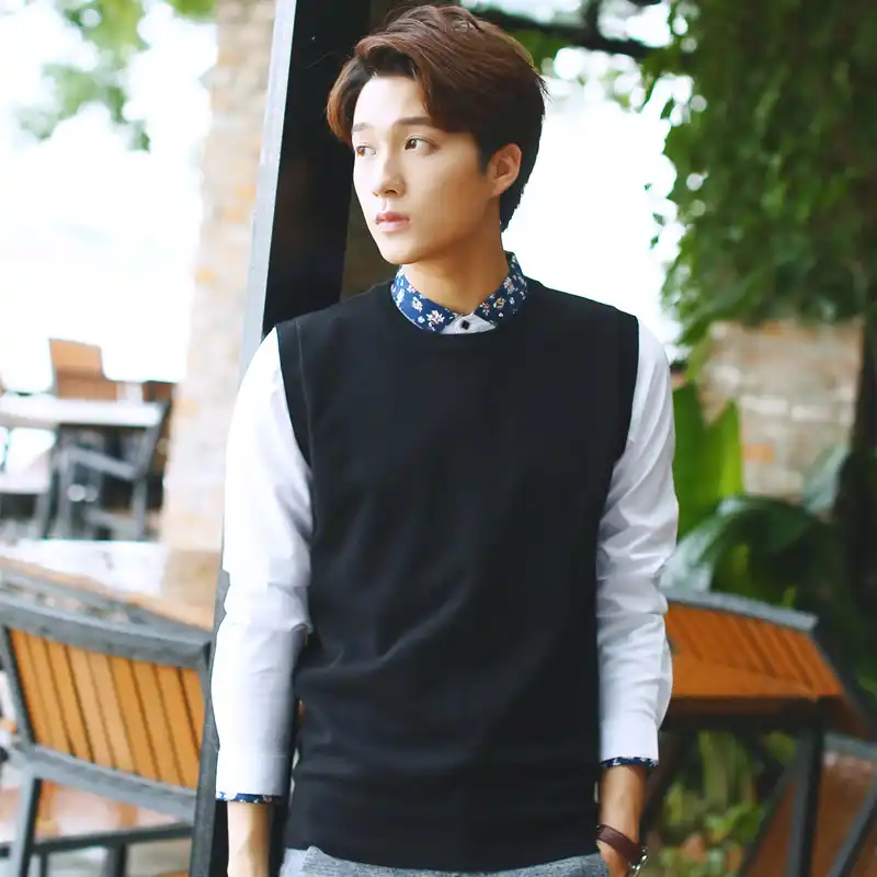 Nice Mens Solid Sweater Vest Men Wool Pullover V Neck Sleeveless Knitwear Vest Winter Casual Clothes Tops