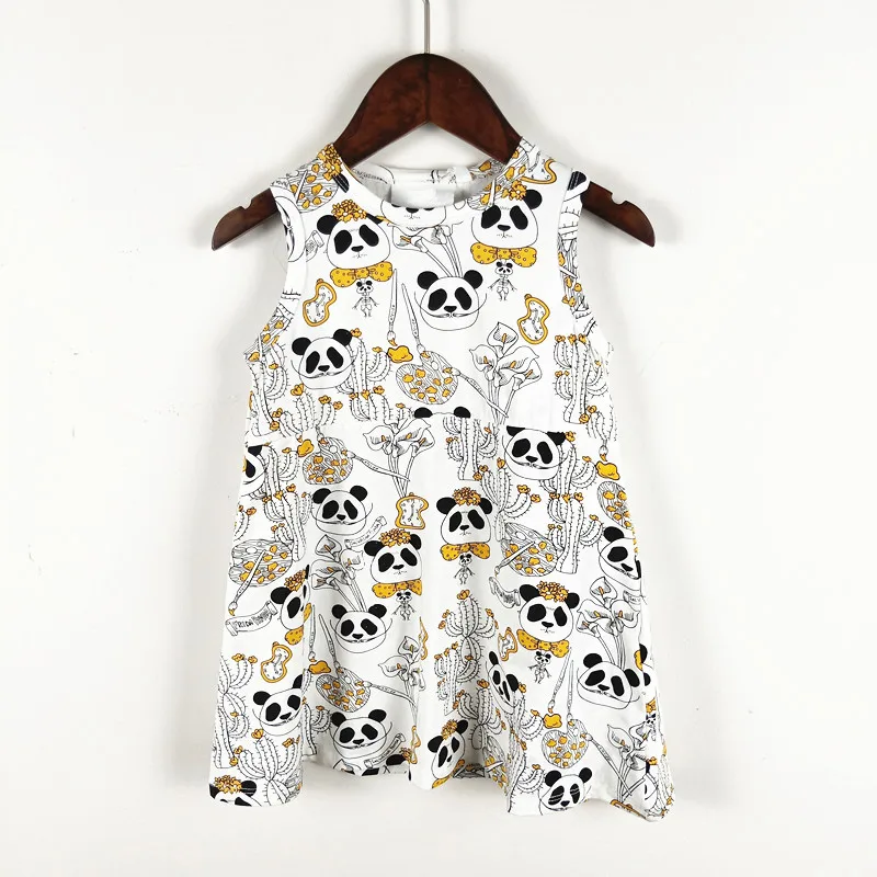 BOBOZONE Panda sleeveless dress for kids girls summer dress
