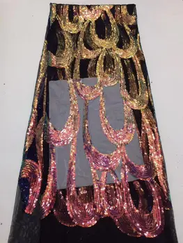 

2019 High Quality African Lace Fabrics/French Net Embroidery Sequins Tulle Lace Fabric For Nigerian Wedding Dress YYZX8032