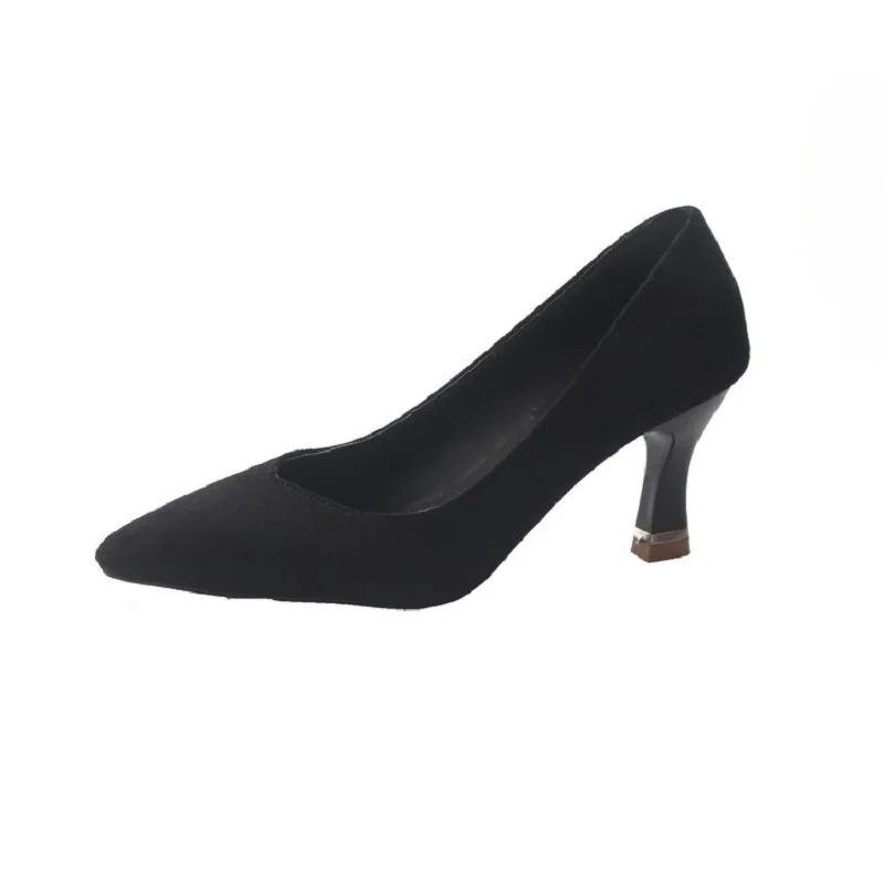 

Spring and autumn professional women's high heels wild suede pointed thick with single shoes four colors optional.