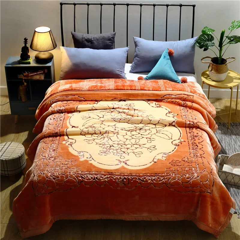 

Winter Thicken High grade Raschel blanket Super soft Throw New Zealand Embossed Blanket Nap quilt 2*2.3m Double wedding blanket