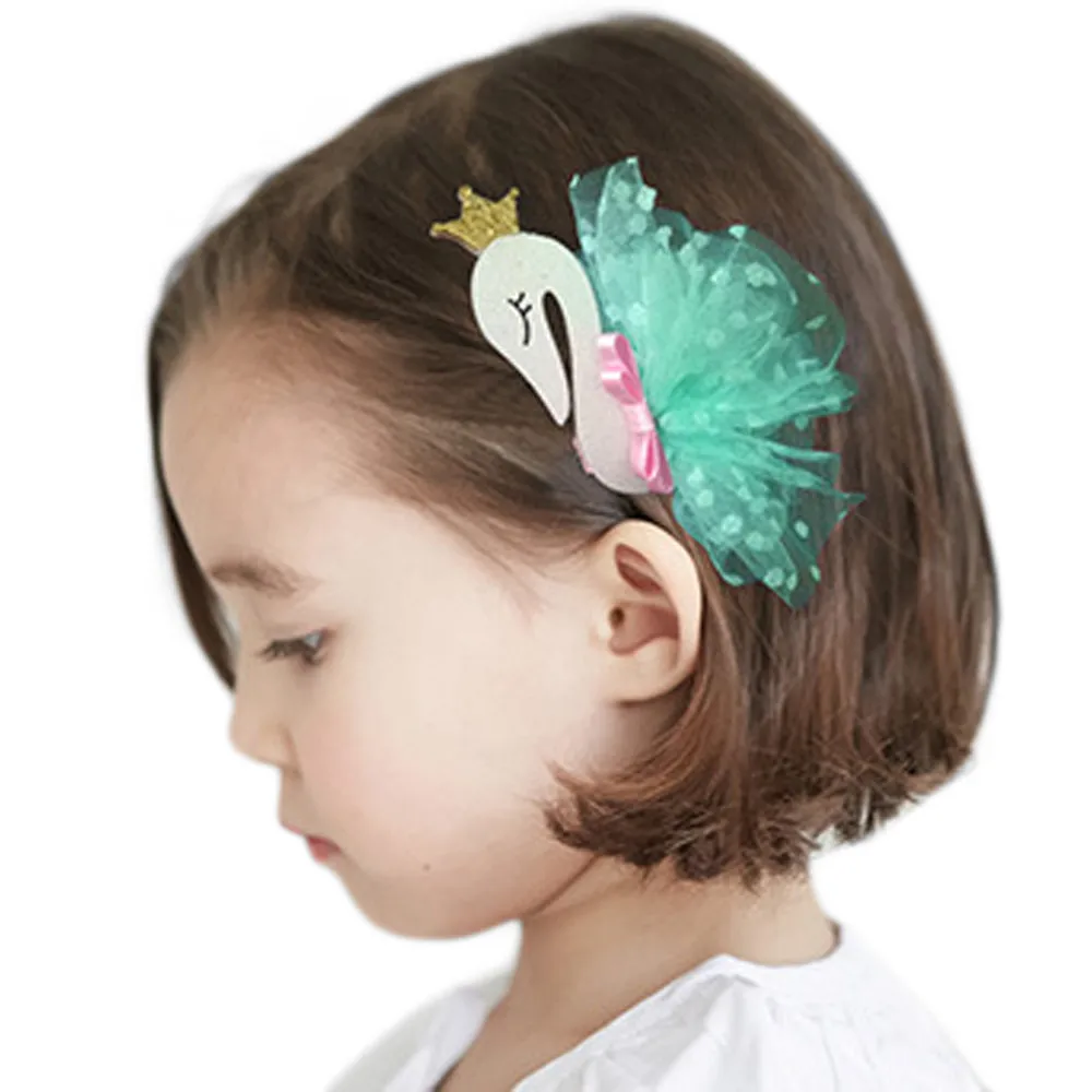 

PARRY Hair Accessories Newborn Girls Hair Clips Girls Lace Swan Hair Buckle sweet Hairgrip Baby party elegant Headdress