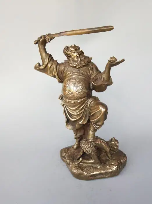 

Chinese Pure Brass Zhong Kui Catch Demon Devil Statue