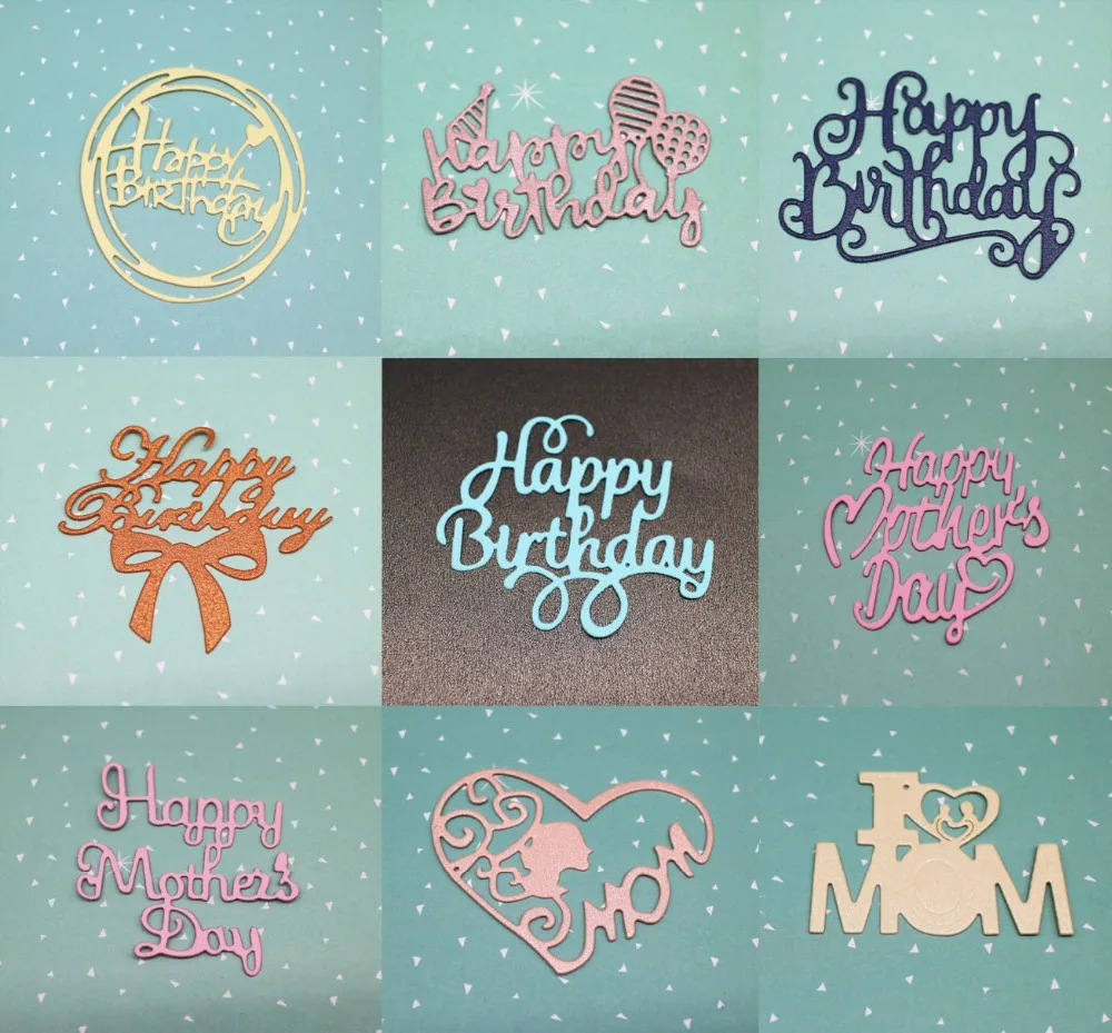 

Mother/birthday letters Dies bowknot metal cutting dies stitched for scrapbooking card craft making Embossing Paper dies
