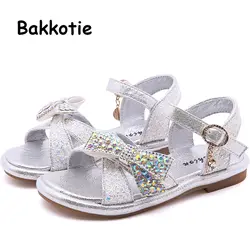 Bakkotie/Новинка 2019 г. летняя мода для девочек леопардовое платье обувь принцессы с бантом мягкие сандалии дети милые дышащие вечерние туфли